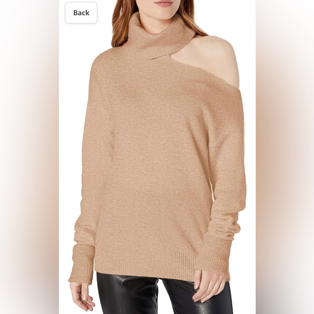 raundi long sleeve cold shoulder sweater in Camel